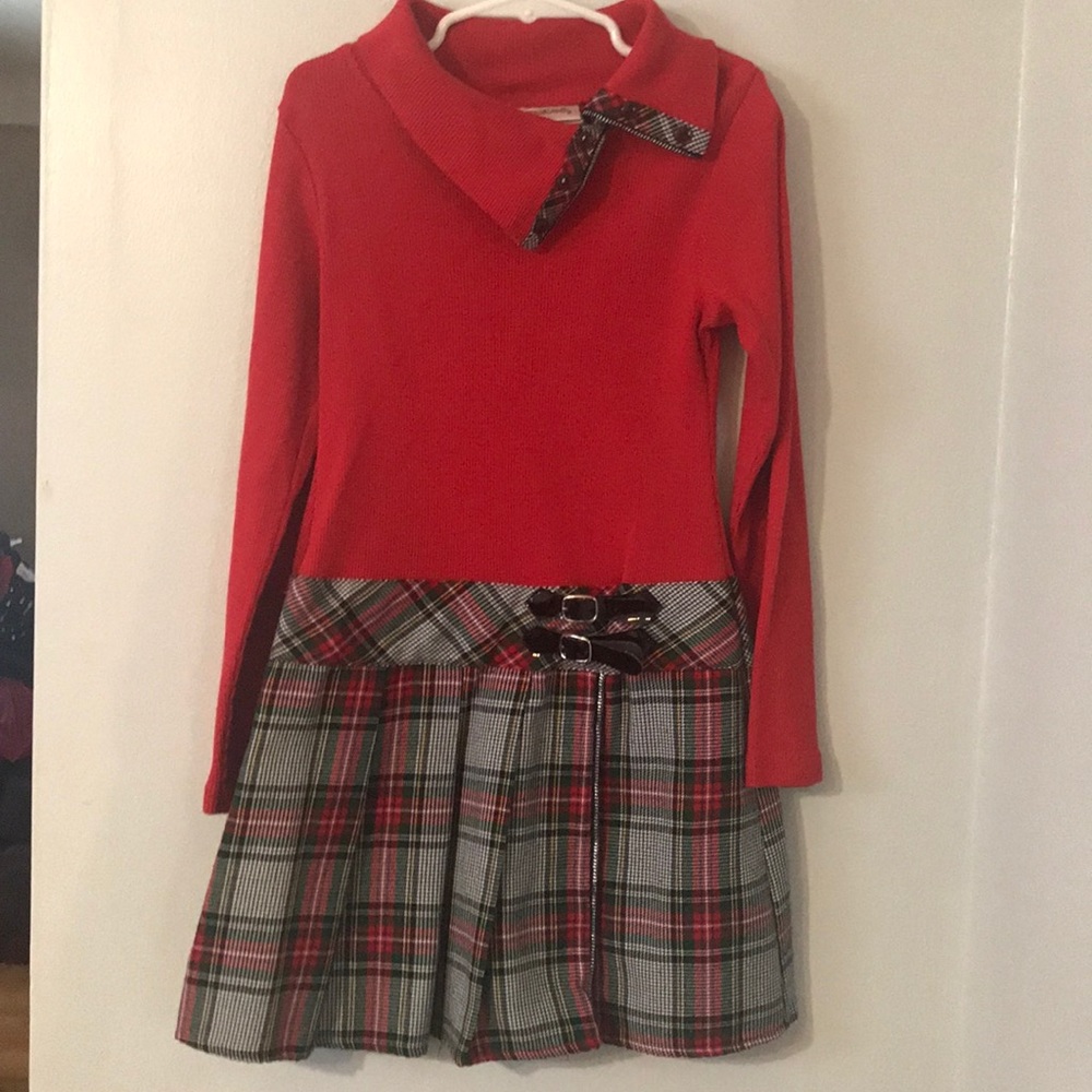 Girls red plaid Youngland Christmas dress size 6x